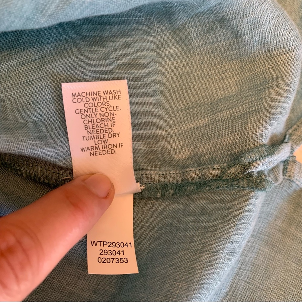J. Jill Pure Jill Boxy Aqua Dyed 100% Linen Blouse Casual Coastal Top Women’s XS - Picture 5 of 5